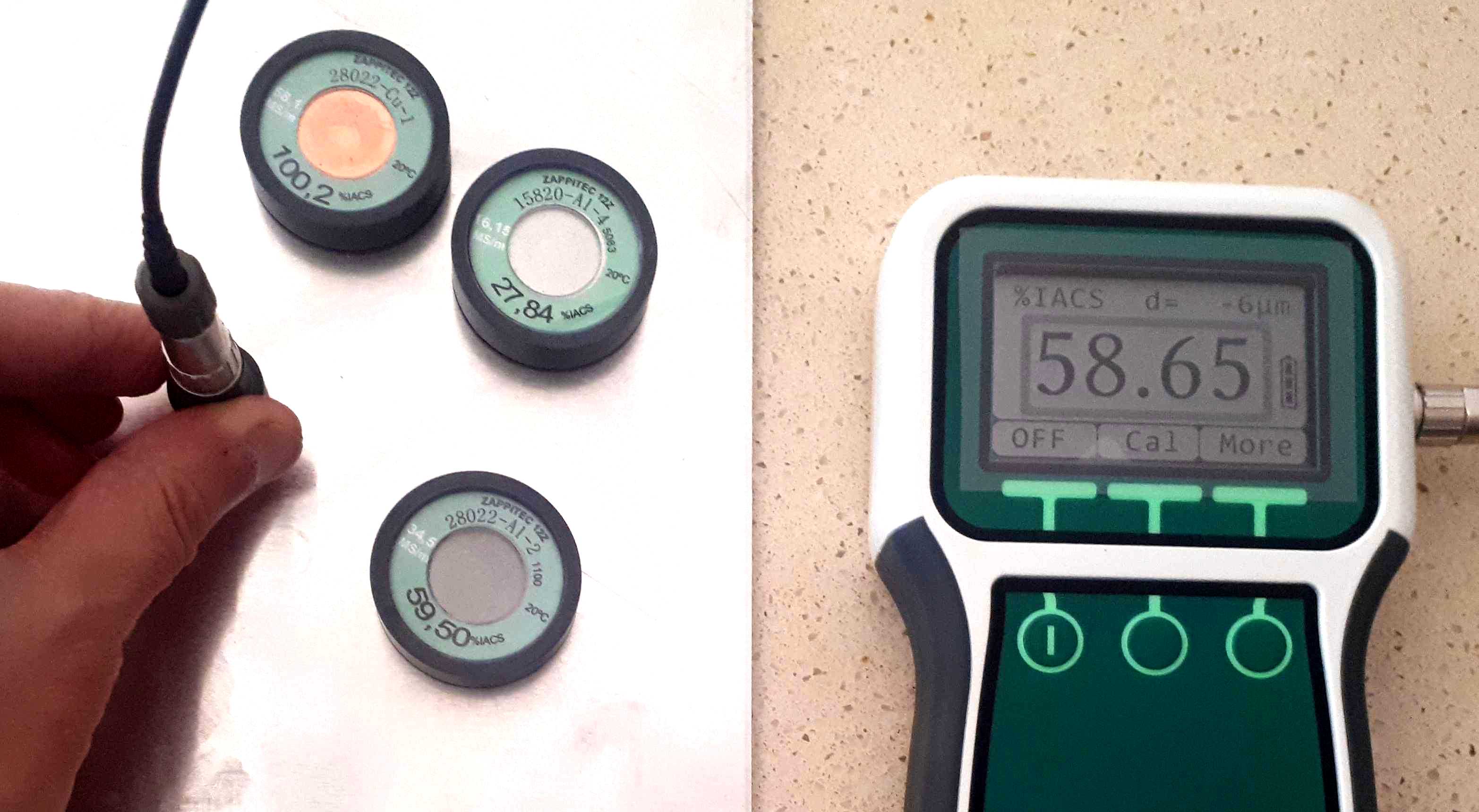 Measuring conductivity of aluminium with ZAPPITEC 12Z